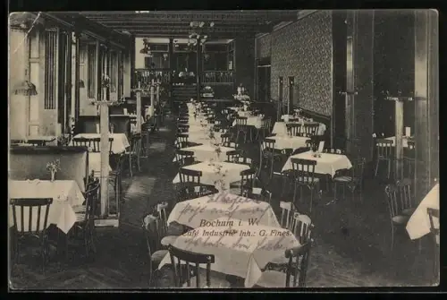 AK Bochum i. W., Innenräume des Café Industrie, Inh. G. Fines