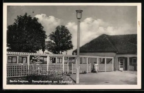 AK Berlin-Treptow, Dampferstation am S-Bahnhof