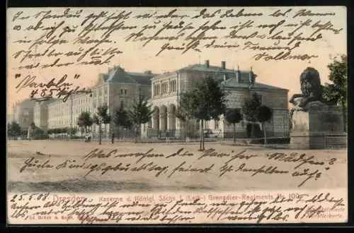AK Dresden-Neustadt, Kaserne d. Königl. Sächs. 1. Grenadier-Regiments Nr. 100