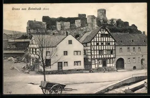 AK Heimbach /Eifel, Strassenpartie mit Hotel Johann Schöller