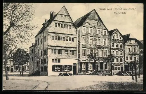 AK Cornelimünster, Strassenpartie mit Gebäuden am Marktplatz