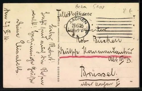 AK Cornelimünster, Strassenpartie mit Gebäuden am Marktplatz