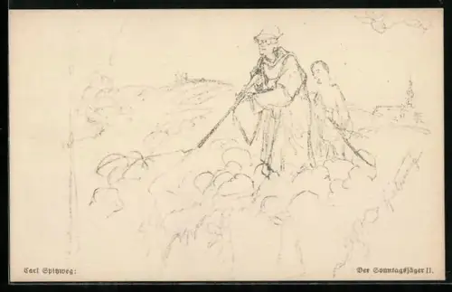 Künstler-AK Carl Spitzweg: Der Sonntagsjäger