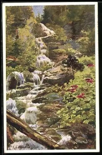 Künstler-AK E. F. Hofecker: Deutscher Schulverein Nr. 424, Ein Gebirgsbach