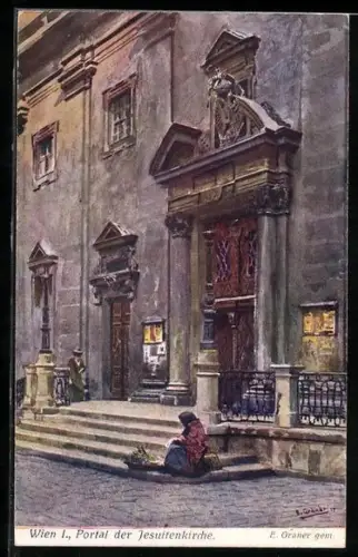 Künstler-AK Ernst Graner: Wien, Portal der Jesuitenkirche