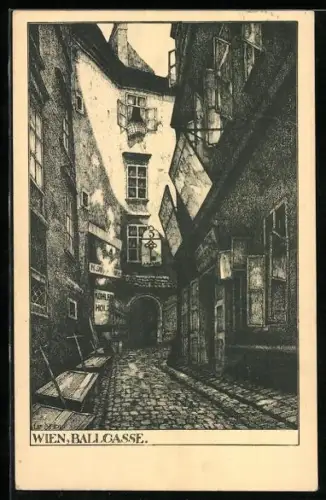 Künstler-AK Ulf Seidl: Wien, Ballgasse