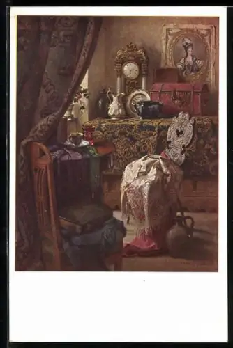 Künstler-AK Karl Maria Schuster: Stillleben in der guten Stube