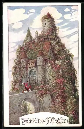 Künstler-AK Ernst Kutzer: Burg mit Ritter, Verlag des Verein Südmark