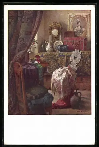 Künstler-AK Karl Maria Schuster: Stillleben in der guten Stube