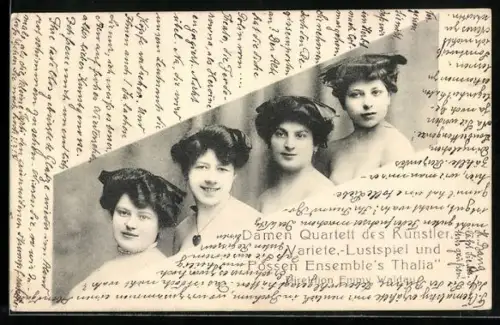 AK Damen-Quartett des Künstler-, Variete- u. Possen-Ensembles Thalia, Dir. Emmy Waldau