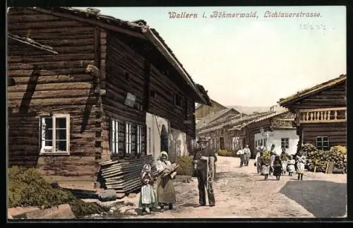 AK Wallern i. Böhmerwald, Lichtauerstrasse mit Anwohnern