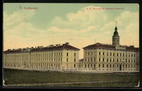 AK C. Budejovice, C. K. Arcivevody Rainera Kasarna, Panorama