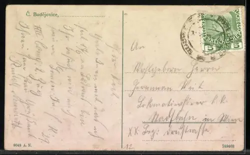 AK C. Budejovice, C. K. Arcivevody Rainera Kasarna, Panorama