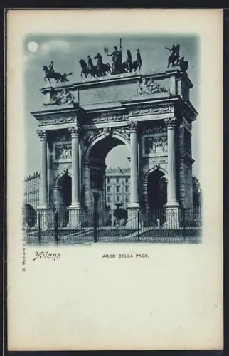Mondschein-AK Milano, Arco della Pace