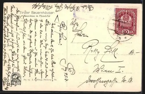 AK Pflersch-Tal, Altes Bauernhaus, Fachwerk