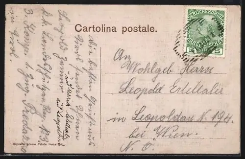 AK Predazzo, Totalansicht aus der Vogelschau