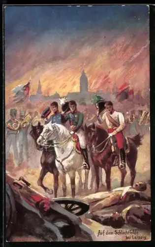 AK Auf dem Schlachtfelde bei Leipzig, Trauerzeremonie