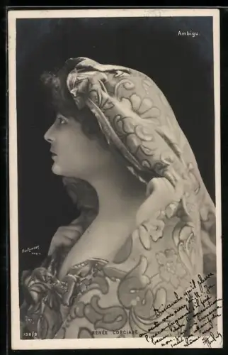 Foto-AK Atelier Reutlinger, Paris, Schauspielerin Renée Corciade im Profil