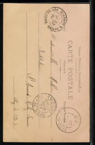 Foto-AK Atelier Reutlinger, Paris: Schauspielerin Marie Lafargue mit verschränkten Armen im bunten Kleid, Opere