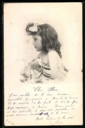 Foto-AK Atelier Reutlinger, Paris: Kleines Mädchen mit Schleife im Haar