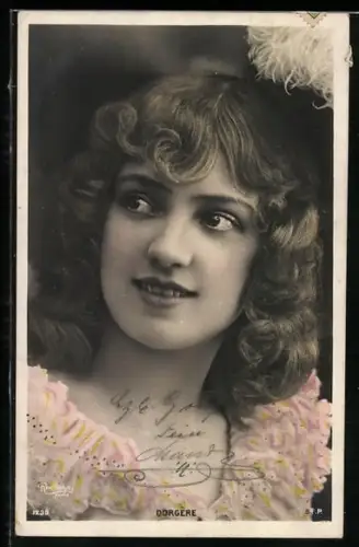 Foto-AK Atelier Reutlinger, Paris, Schauspielerin Dorgere blickt nach links