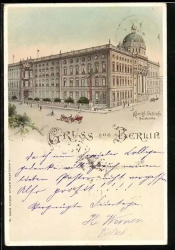 Lithographie Berlin, Königliches Schloss, Nordseite