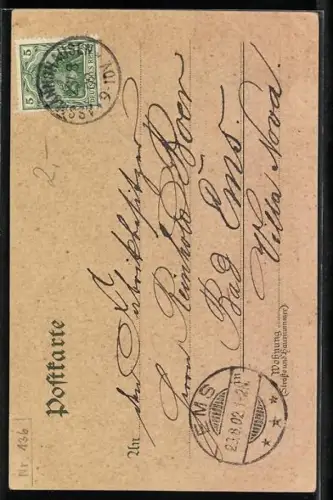 AK Trechtingshausen, Schloss Rheinstein im Abendrot