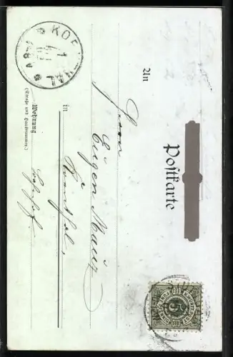 Lithographie Nürtingen, Burg Hohen-Neuffen, Blumen