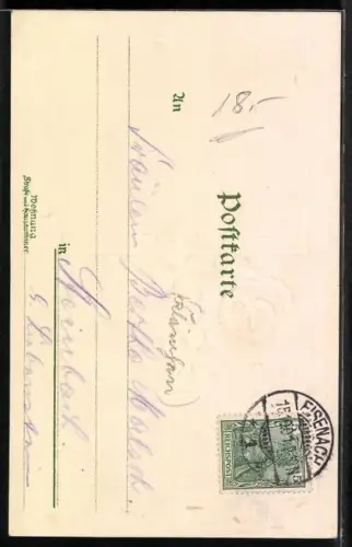 Lithographie Eisenach, Wartburg, Siegel mit Kleeblättern