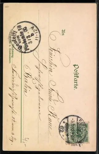 Lithographie Wartburg, herbstliches Motiv mit Birken