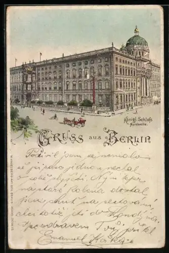 Lithographie Berlin, Nordseite vom königlichen Schloss
