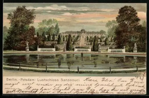 Künstler-AK Potsdam, am Lustschloss Sanssouci