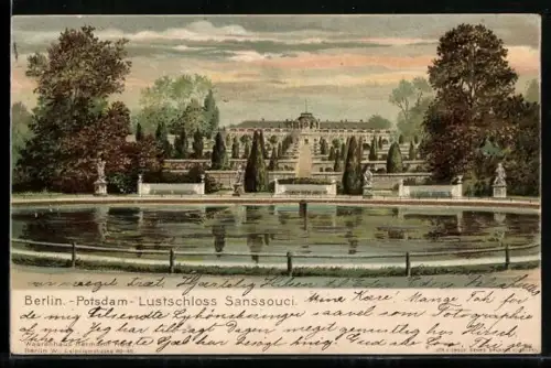 Künstler-AK Potsdam, am Lustschloss Sanssouci