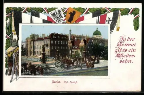 AK Berlin, Königliches Schloss, Wappen, Passepartout