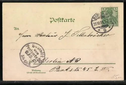 Lithographie Berlin, Kaiser Wilhelm II. Denkmal, Schloss mit Kaiser-Wilhelm-Brücke