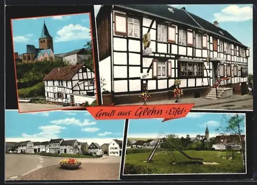 AK Glehn / Euskirchen, Gaststätte Josef Held, Spielplatz, Ortspartie