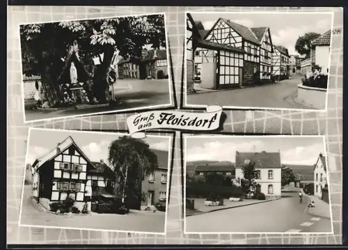 AK Floisdorf, Strassenpartie, Fachwerkhäuser und Altar