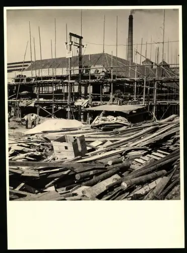 45 Fotografien Erich Bauer, Karlsruhe, Ansicht Backnang, Spinnerei J. F. Adolff AG, Ausbau des Werkes, Werkansicht