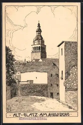 Künstler-AK Glatz, Alt-Glatz, Am Schlossberg