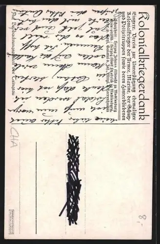 Künstler-AK E. v. Baumgarten: Auf Beobachtungsposten vor Tsingtau, Kolonialkriegerdank, Ostasiengeschwader