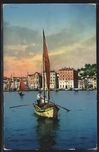 AK Pirano, Panorama, Segelboote, Meer