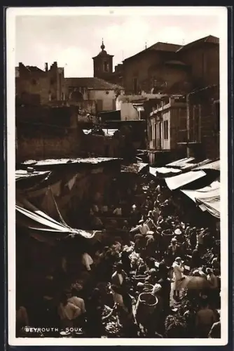 AK Beyrouth-Souk, Strassenpartie mit Marktleben