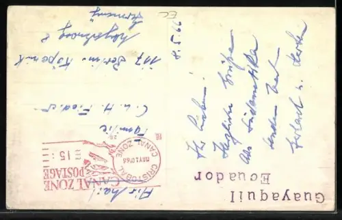 AK Guayaquil /Ecuador, Ortspartie mit Boot