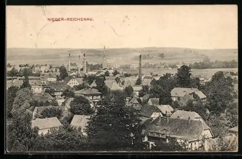 AK Nieder-Reichenau, Panorama mit Kirche