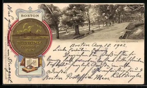 Künstler-AK Washington, MA, Bostonia Condita AD 1630, On the Common