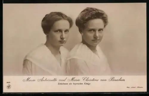 AK Marie Antoinette und Marie Christine von Bourbon in Portraits, Enkelinnen des bayrischen Königs