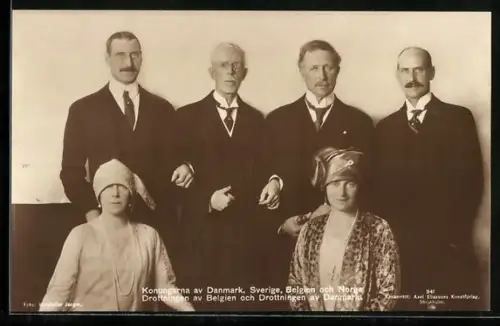 AK Konungarna av Danmark, Sverige, belgien och Norge, Drottningen av Belgien och Drottningen av Danmark