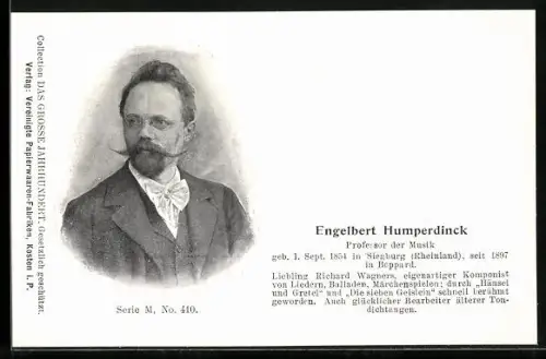 AK Engelbert Humperdinck, Professor der Musik, geb. 1.9.1854