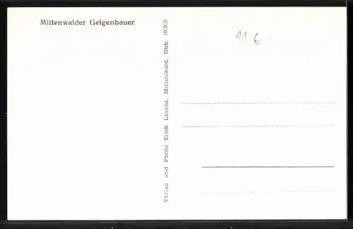 AK Mittenwald, Geigenbauerwerkstätte Adolf Baader