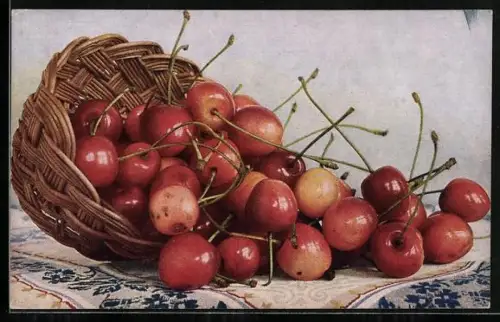 AK Stilleben mit Kirschen